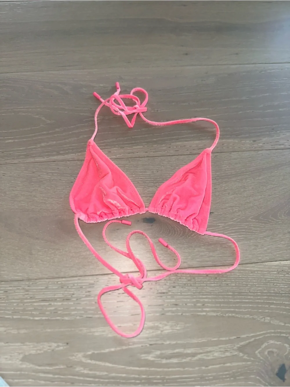 Triangl Vinca Pink Candy Velvet Triangle Bikini top sz large